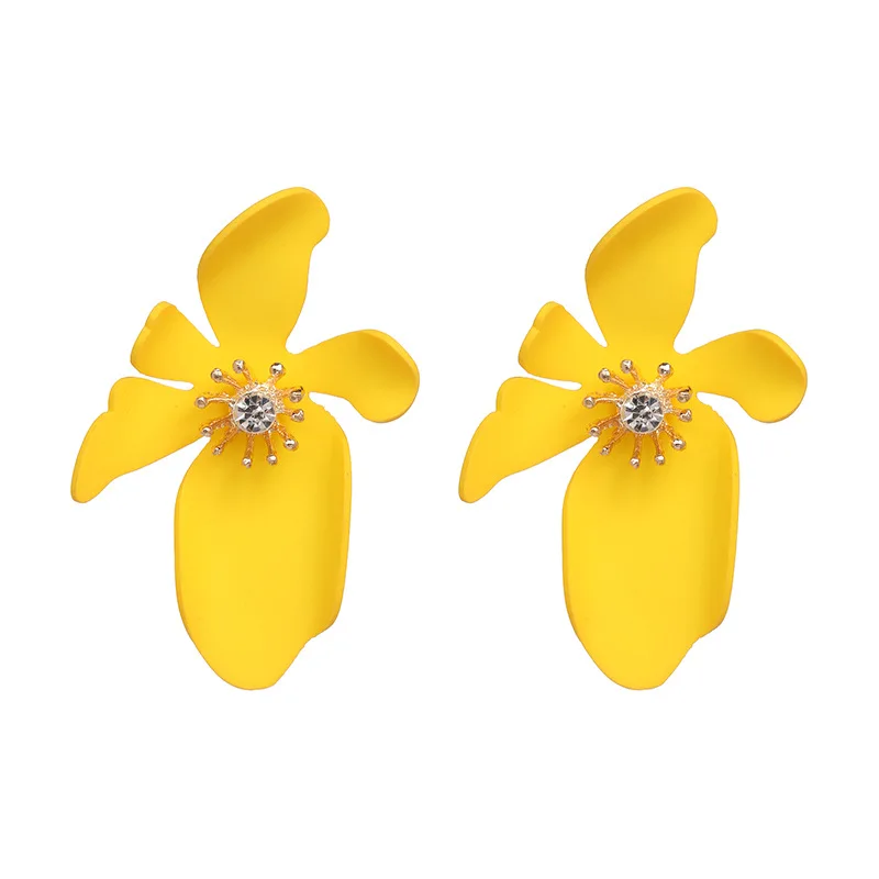 

Statement Acrylic Flower Stud Earring for Women Yellow Red Pink White Cyan Flowers Ear Studs Boucles D'oreilles Pour Les Femmes