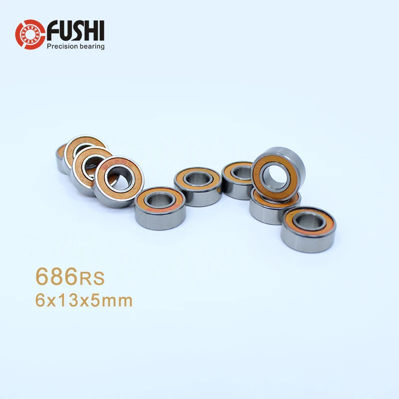 

686RS Bearing 10PCS 6x13x5 mm ABEC-3 Hobby Electric RC Car Truck 686 RS 2RS Ball Bearings 686-2RS Orange Sealed