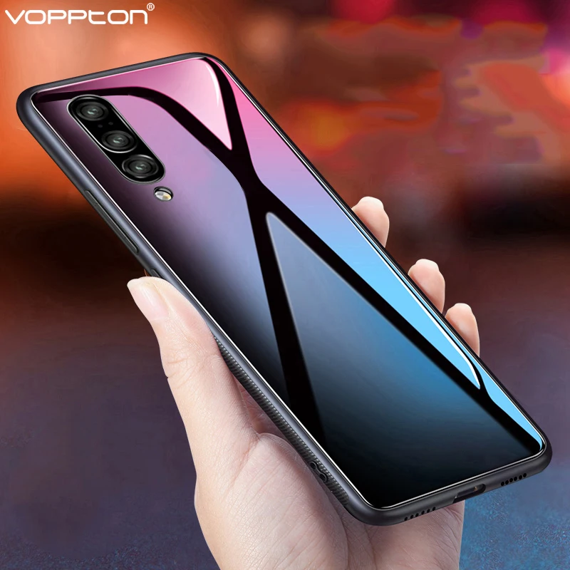 Чехол из закаленного стекла для samsung Galaxy A7 2018 силиконовая рамка стеклянная