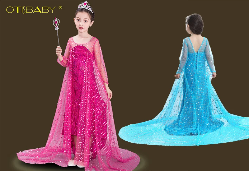 OTISBABY/летнее платье Эльзы с блестками для девочек, костюм Снежной Королевы из вуали, платья принцессы, бальные платья, Рождественская Детская одежда, 10