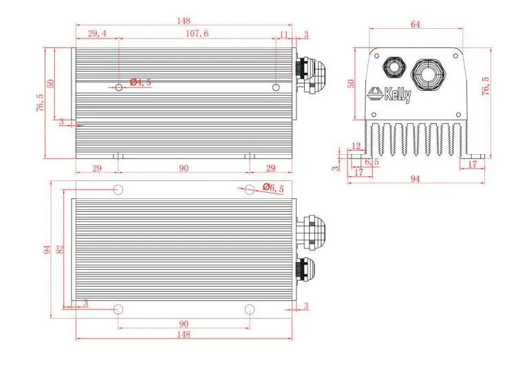 Келли KLS7218S 24 V-72 V 200A синусоидальный контроллер с синей зуб адаптер для 1500-2000 Вт бесщеточный двигатель