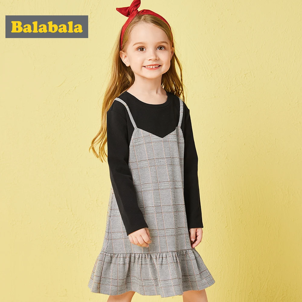 Balabala/платье принцессы в клетку; осенняя одежда для детей; Одежда для маленьких девочек; модная одежда с длинными рукавами в английском стиле для девочек-in Платья from Мать и ребенок on AliExpress 