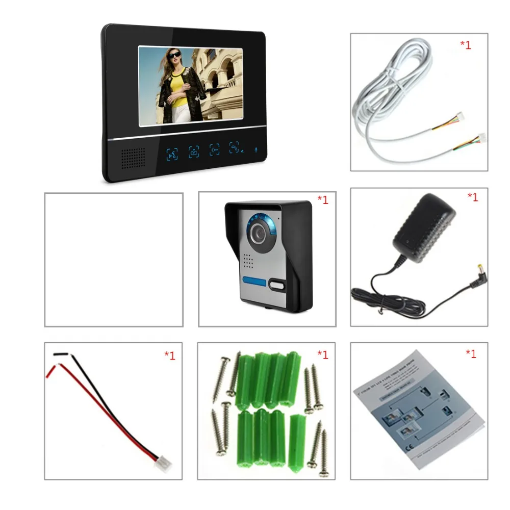 Yobang безопасности Бесплатная доставка 7 "ЖК-дисплей touch Видеодомофоны телефон двери дверной звонок ИК ночного видения Открытый Камера +