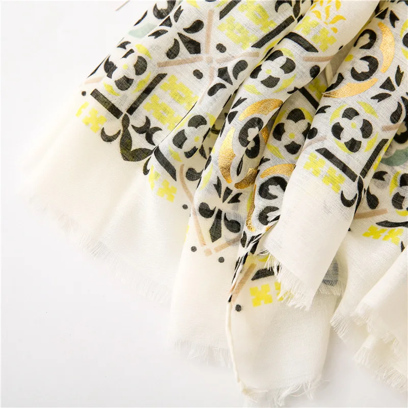 Испания Мода ацтеков Этническая бахрома вискоза шаль шарф для женщин высокого качества печати мягкий пашминовый палантин Bufanda мусульманский хиджаб 180*90 см