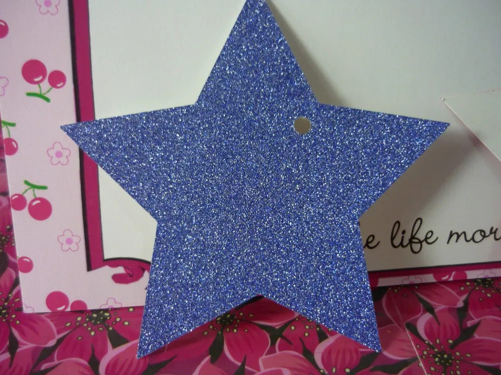 CX-TAG-00050 9x8.56cm Royal Blue Glitter Stars Christmas Gift Tags Holiday Tag 04