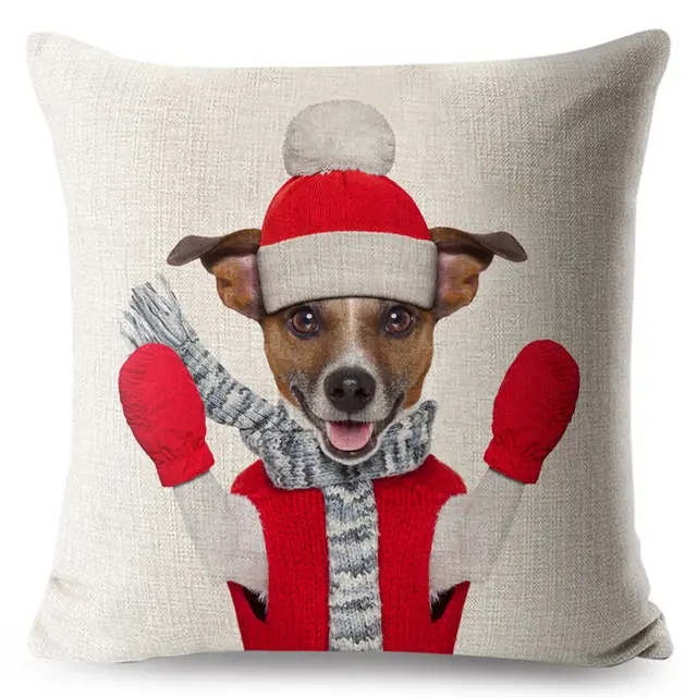 Cute Funny Animal Dog Print Throw Pillow Cover 45*45cm Square Cushion