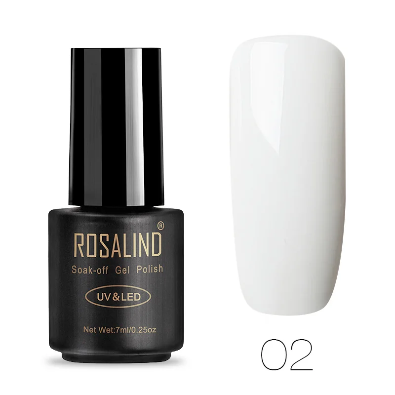 ROSALIND 7 мл Гель-лак для ногтей 31-58 чистый цвет дизайн ногтей Гель-лак замачиваемый постоянный УФ светодиодный Гель-лак для ногтей - Цвет: 02