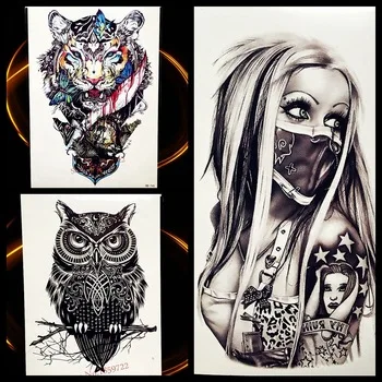 Sexy Punk Masked Women Lady Temporary Tattoo Sticker 21*15cm Waterproof Fake Tattoo For Men Women Body Art Tatoo Arm Leg Decals