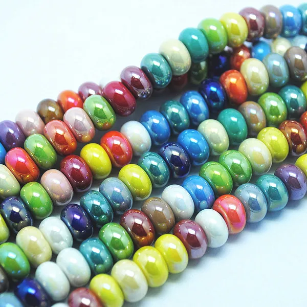 

30pcs New Bright Ceramic Beads Porcelain Stone Abacus Shape for Jewelry Designs Size 5x8mm