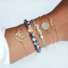Винтажный черепаха сердце карта Набор браслетов из бусин мраморный браслет с подвеской и стразами дизайн браслеты дружбы ювелирные изделия