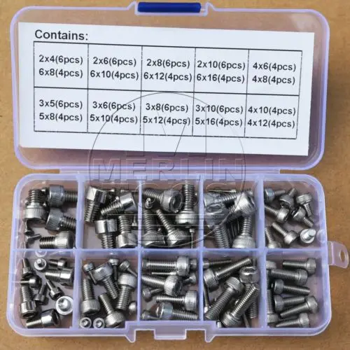 

M2 M3 M4 M5 M6 Stainless Steel Allen Hex Socket Head Cap Screws Assortment Kit