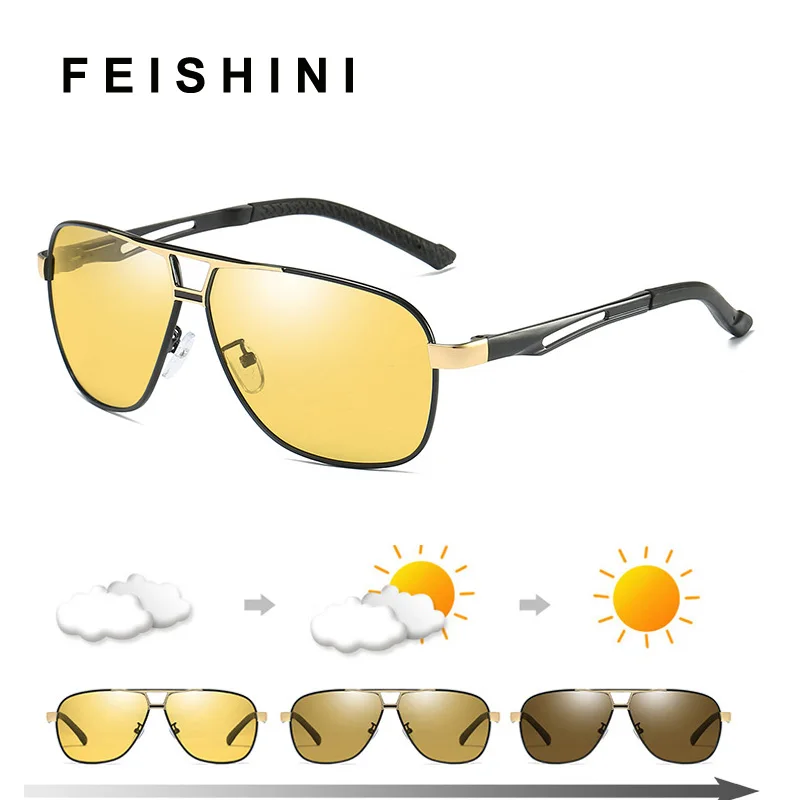 

Quality Day Night Vision Goggles Driver Eyeglasses Polarized Sunglasses Men Yellow HD Car Driving Glasses Photochromic Outdoors
