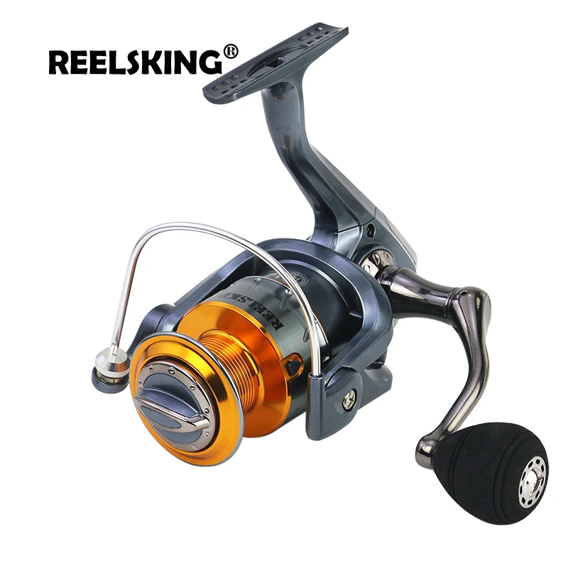 

REELSKING Carved metal spool One-way Clutch 5.5:1 EVA ball grip 2000 2500 3000 4000 5000 6000 7000 series fishing reel