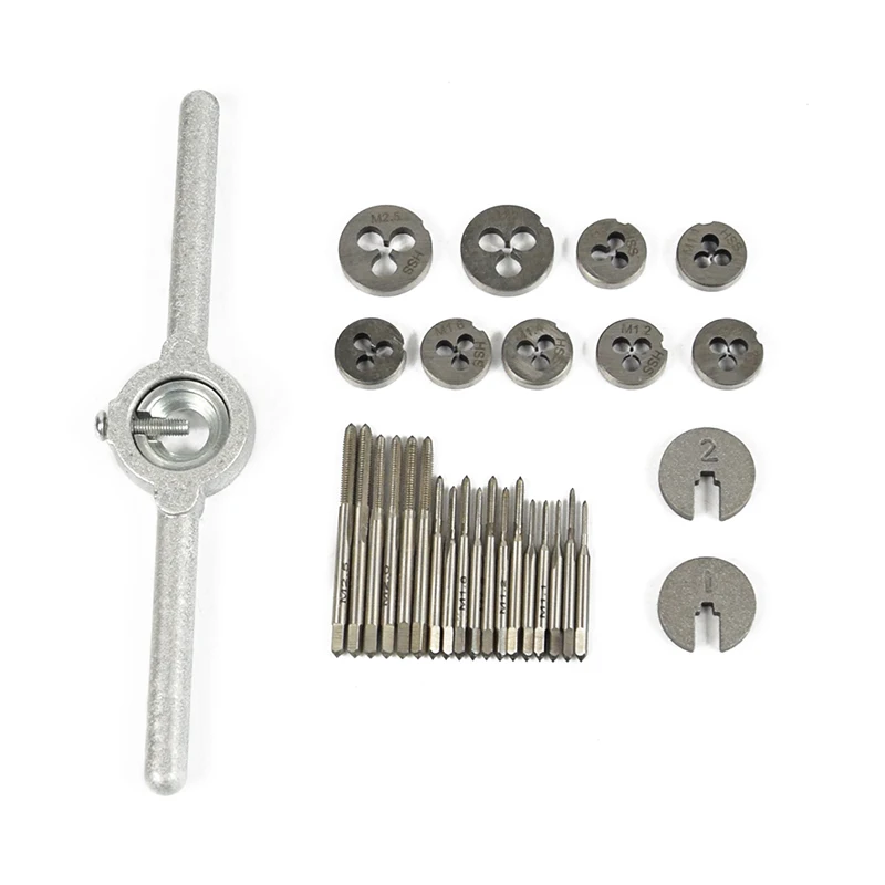 Ceny XCAN 31 sztuk M1 M2.5 metryczny zestaw gwintowników Mini NC gwint gwintowany wtyki krany HSS stalowa śruba ręczna zestaw kluczy do kranu