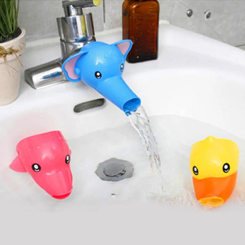 Faucet Extender for Children Safe Silicone Yellow Duck Red Dolphin Blue Elephant Water Faucet for Kids Kids Bathroom Accessories