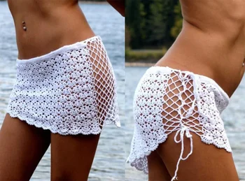 

Crochet Hollow High Waist Beach Skirts Fashion Women Sexy Hot White Lace Skirt Summer Casual