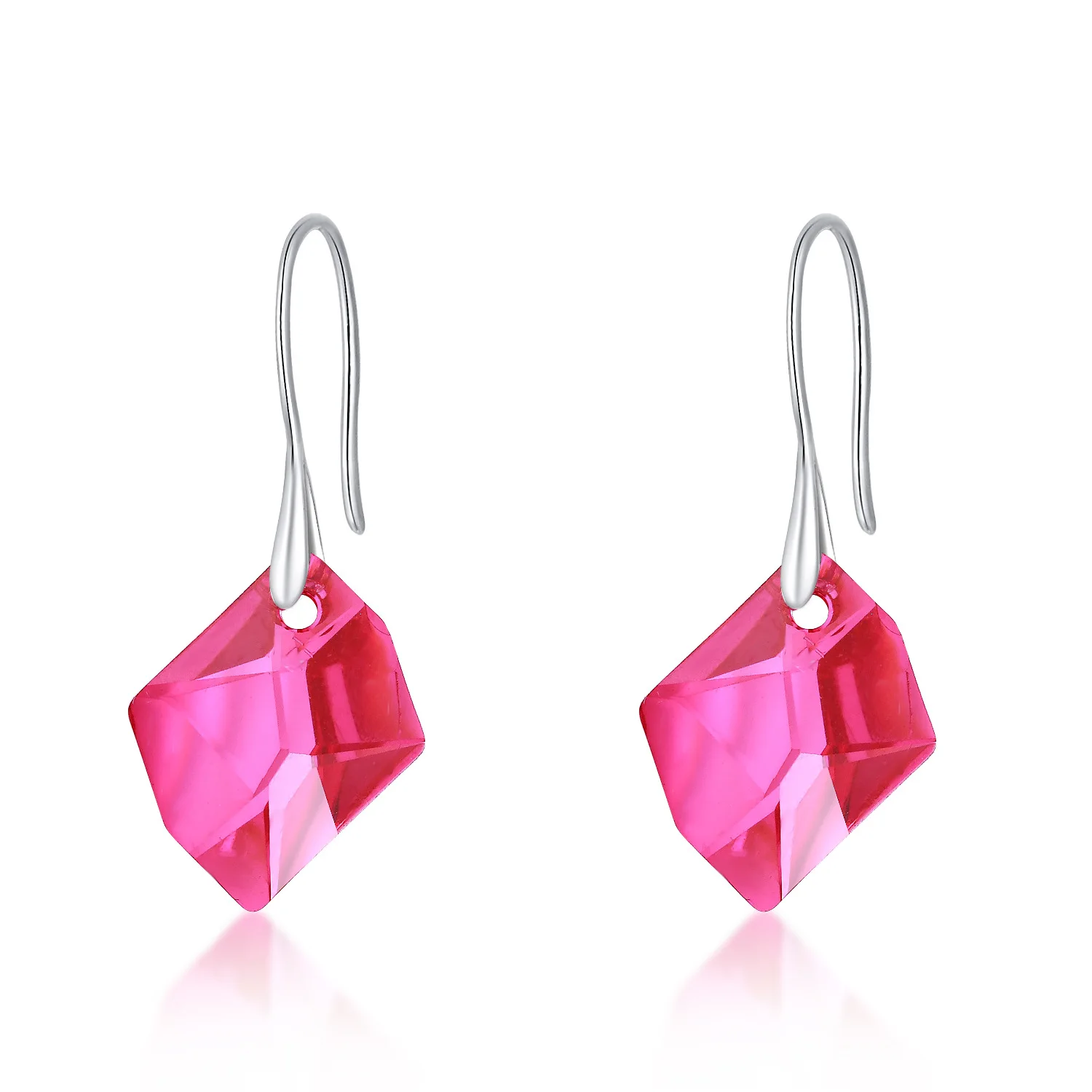

Stone Earrings Water Drop Dangle Earrings Pink Blue Crystal Geometric Party Romantic Metal Silver for Aretes Femme Jewelry