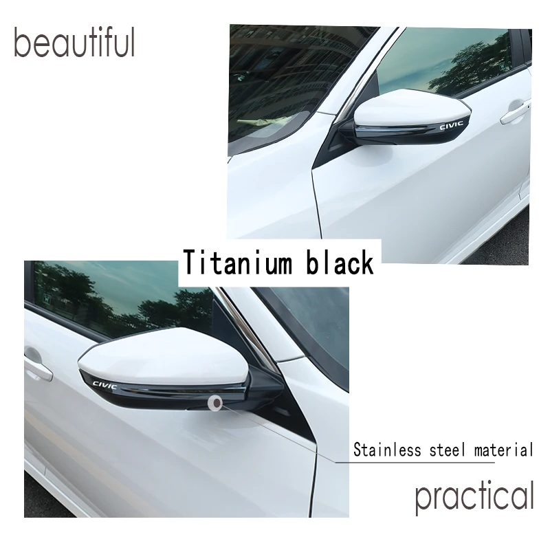 Auto Car Styling Stainless Steel Rearview Mirror Trims Stickers For Honda Civic 10th Civic Accessories