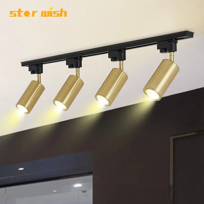 

Postmodern gold spotlight led track light for living room background wall ceiling spotlight fixture clothing store track light