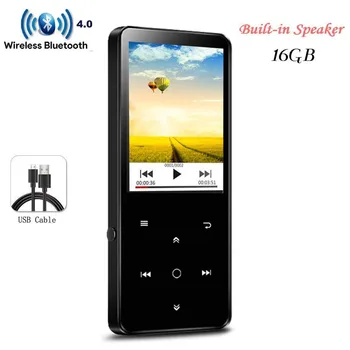 

MP4 Player Bluetooth 16GB Touch Button Music Player Built-in Speaker Lossless Sound High Quality with FM Radio, Support SD Card