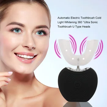 

Pro Automatic Electric Toothbrush Cold Light Whitening Ultrasonic Toothbrush U Type Heads Personal Cleaning Toothbrush