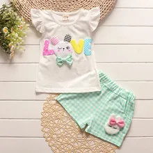 BibiCola, летние комплекты одежды для маленьких девочек детский спортивный костюм комплект детской одежды, топы для малышей+ шорты, детский спортивный костюм из 2 предметов