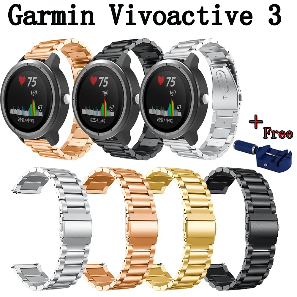 

Stainless steel Strap For Garmin Vivoactive 3 Watch Band Bracelet Strap for Garmin Vivoactive3 HR Forerunner 645 20mm Bands