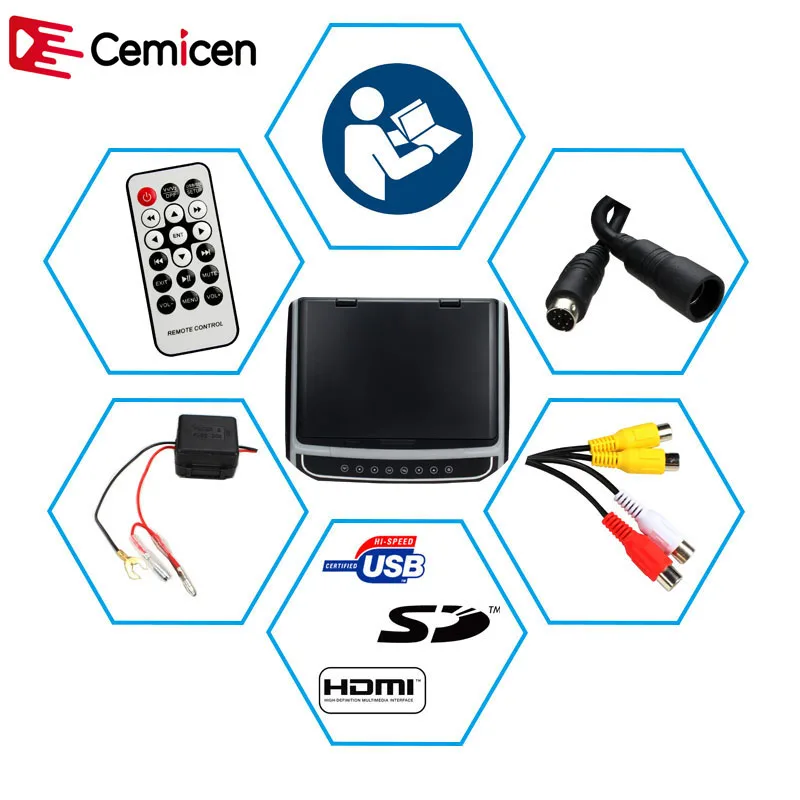 Cemicen 17,3 дюймовый автомобильный монитор с креплением на крышу откидной тонкопленочный плеер с ЖК-дисплеем HD 1080P видео USB FM HDMI SD сенсорная кнопка потолочный MP5 плеер