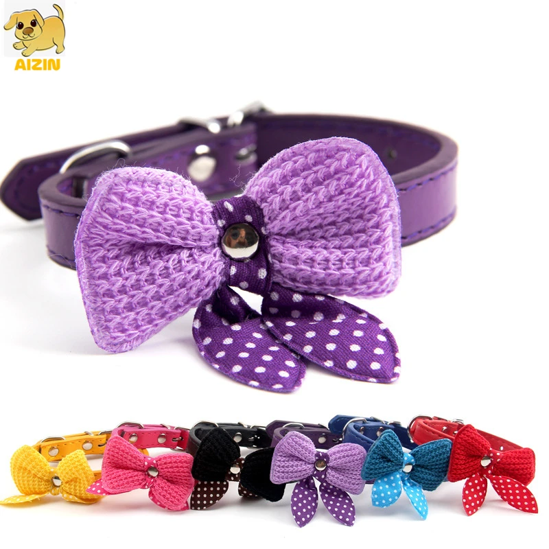 

Cute Pet Dog Collars Butterfly Tie Soft PU Leather Dog Cats Leads Collar Adjustable Candy Color Lovely Puppy Chihuahua Supplier