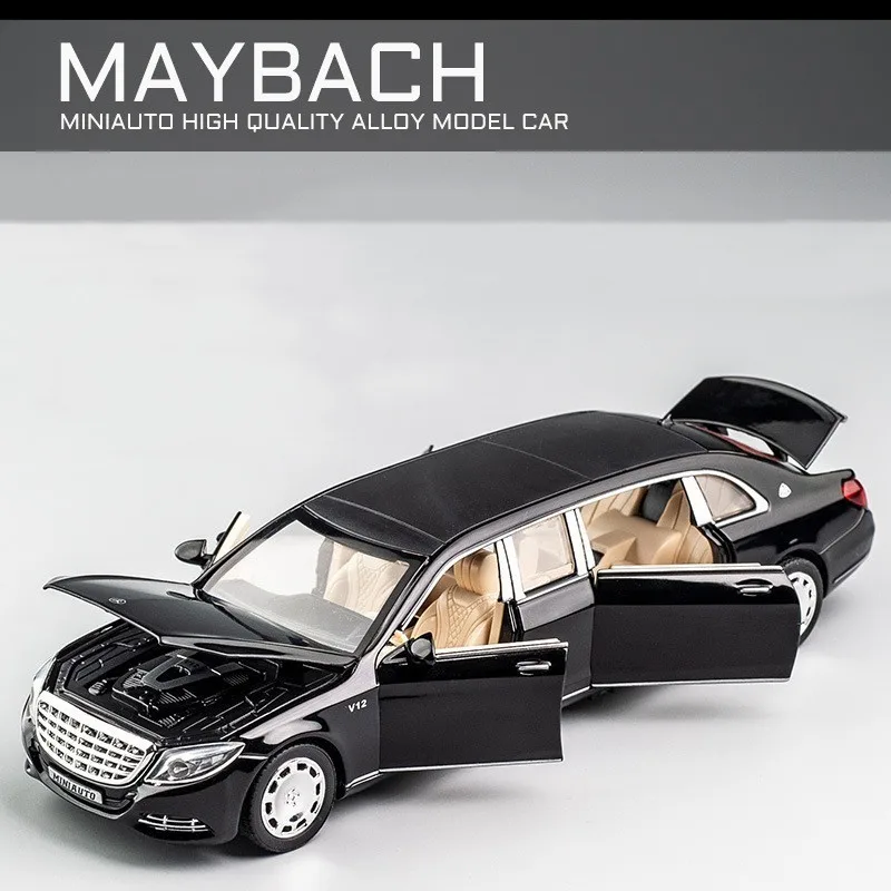 1/32 Maybach литая под давлением Металлическая Модель сплав Высокая симуляция автомобиля 6 дверей открывающийся подарок на день рождения инерционные игрушки для детей hotwheeling - Цвет: Maybach Black no box