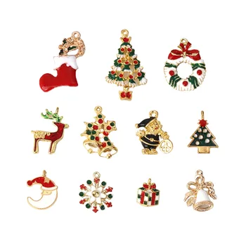 

DoreenBeads Zinc Based Alloy Pendants Christmas Tree Gold Mixed Santa Claus Enamel DIY 37mm x21- 14 x11mm, 1 Set ( 11 PCs/Set)