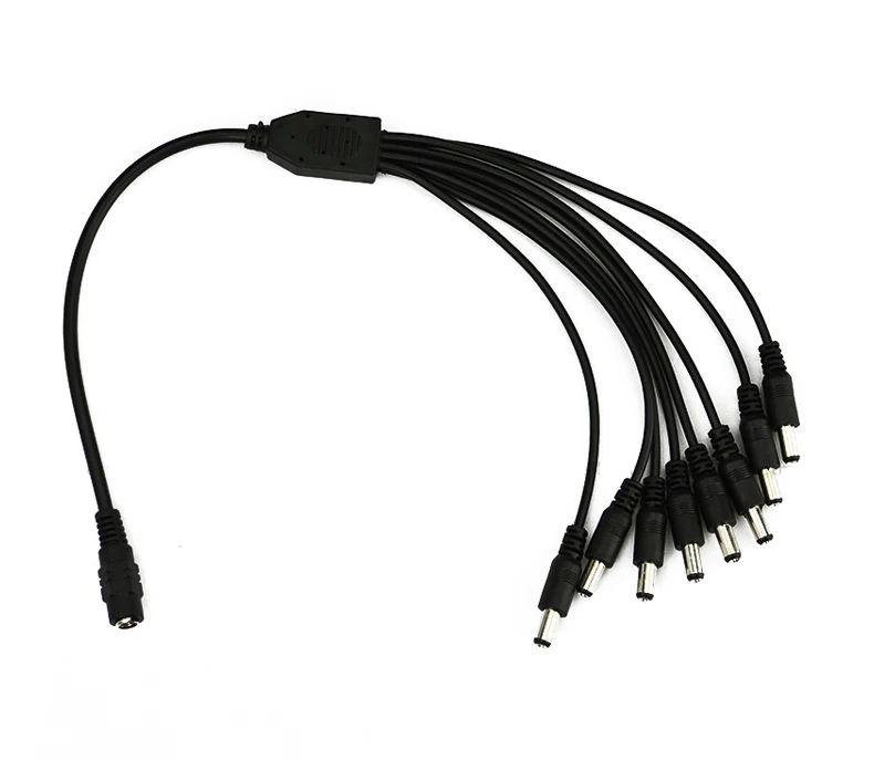 

High Quality 1 To 8 Female To Male DC Plug Power Splitter 5.5 x 2.1mm POE Camera Power Cord For CCTV Camera Cable