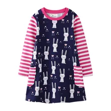 Платья для девочек; сезон весна-осень; платье принцессы; Платья с цветочным рисунком для девочек; платье в полоску с длинными рукавами и рисунком единорога и птиц для малышей