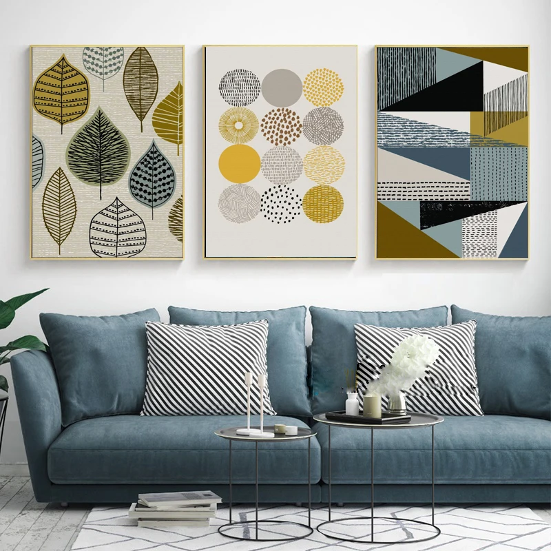 

Abstract Geometric Leaves Nordic Posters Creative Canvas Wall Art Printing HD Oil Painting Wall Living Room Decorative Painting