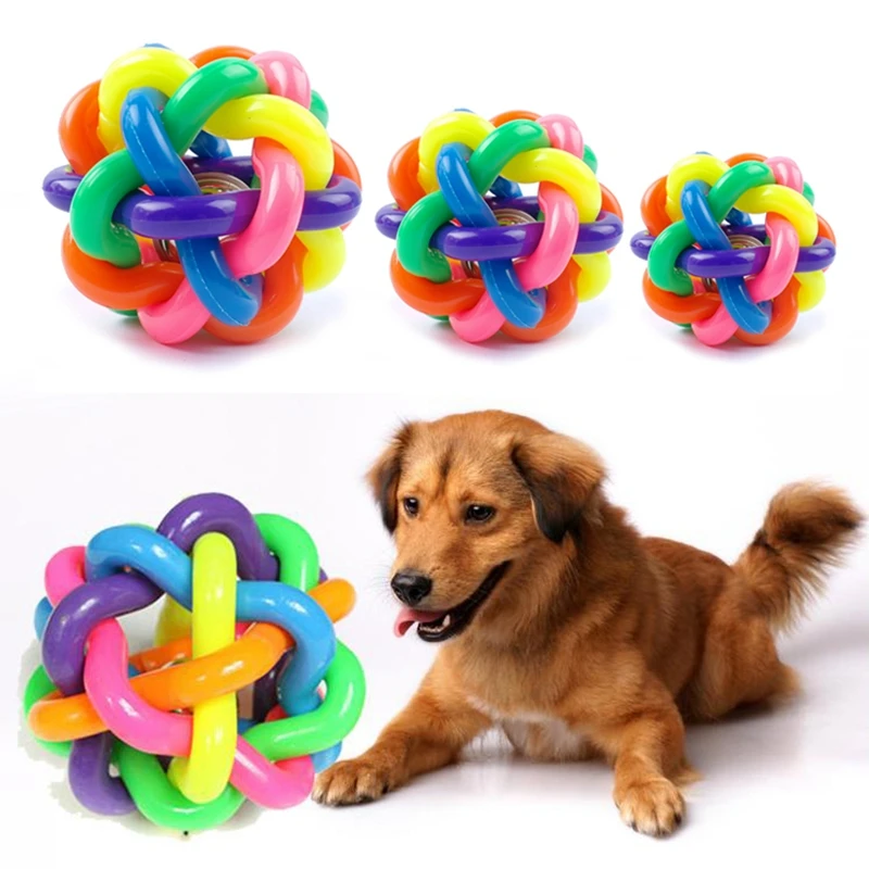 Woven Rubber Ball Sounding Training Chew Teeth Pet Dog Toy Plastic