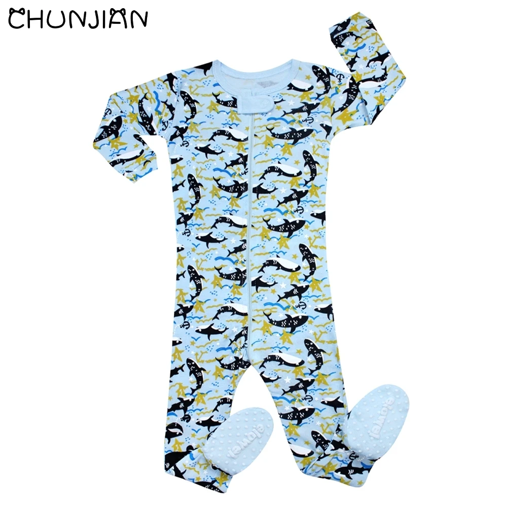 Baby Whale Children One Piece Kids Animal Rommper Boys Full Sleeve Pajamas Girls 100% Cotton Pyjamas | Детская одежда и обувь