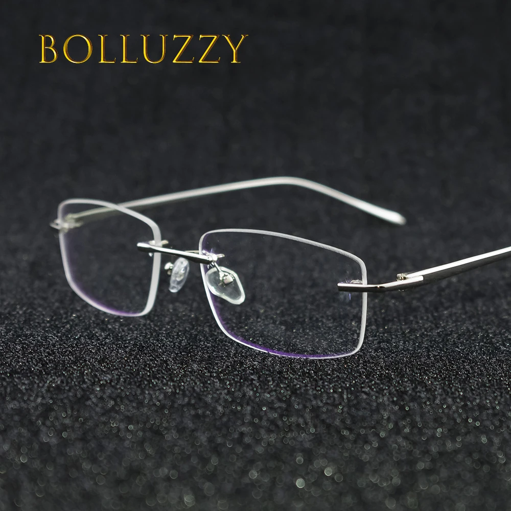 

Fashion men's women's rimless receipt prescription degree optical reading computer golden glasses spectacles eyeglasses fram