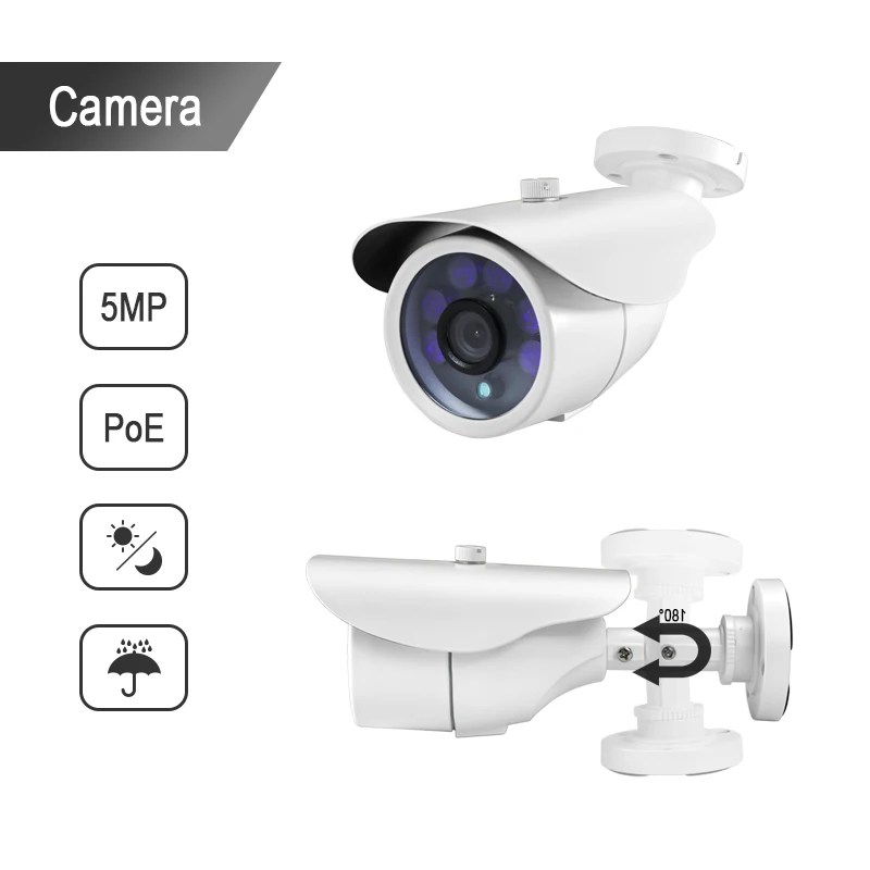 HJT HD 4CH H.265 + 5.0MP POE NVR комплект видеонаблюдения Системы IP Камера открытый