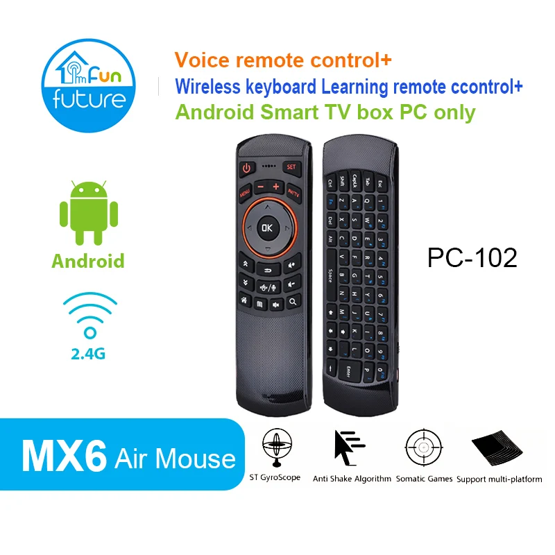 

MX6 Air Mouse Mini 2.4GHz Wireless mini Keyboard Air Mouse Handheld Remote Control for Mini PC TV Box
