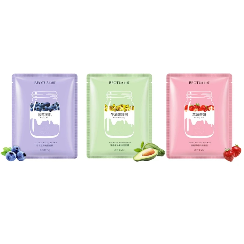 Harga Baru 3 Warna Wajah Topeng Asam Hyaluronic Ekstrak Buah Pelembab Whitening Kedalaman Pengisian Korea Kulit Perawatan Masker