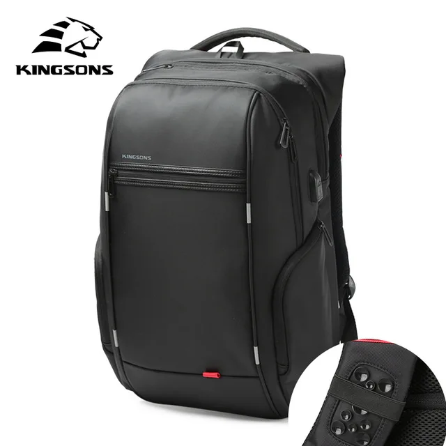 Kingsons 1" 17" рюкзак для ноутбука Внешний USB зарядка Компьютерные рюкзаки противоугонные водонепроницаемые сумки для мужчин Wo для мужчин 2018new - Цвет: Бургундия