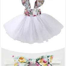 Платье с цветочным принтом для новорожденных девочек нарядное бальное платье праздничные кружевные платья с юбкой-пачкой сарафан