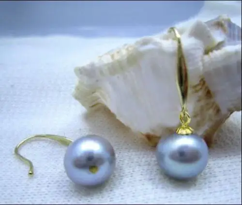 

Exquisite AAA+10-11 Gray South Sea Pearl Earrings dangle earring Gold