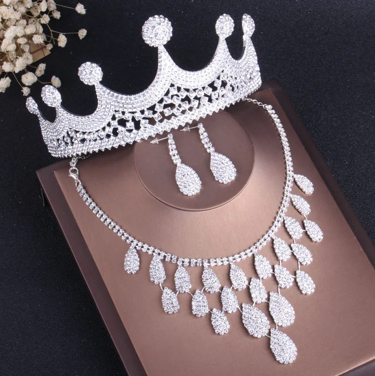 Кристально чистый Joias Nupcial Do Casamento определение Mulheres Pageant Prom Acessorios de Noiva Tiara Brincos |