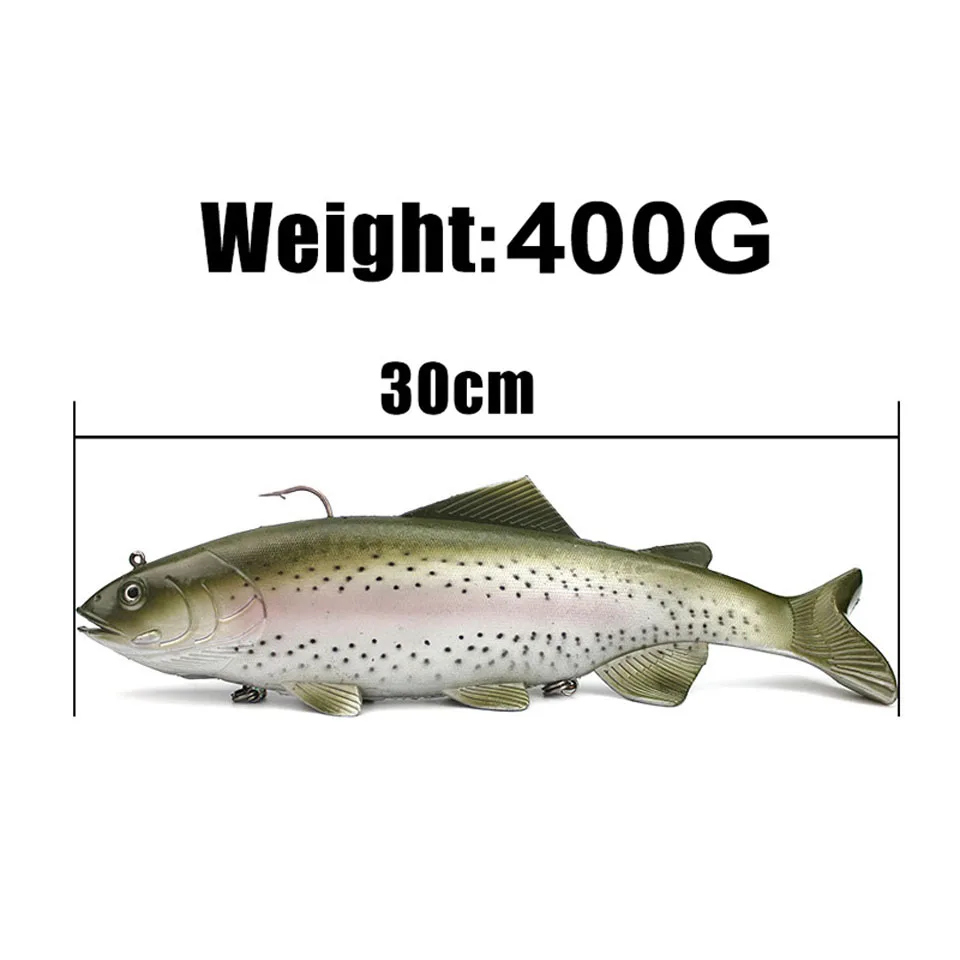 WALK FISH 20cm 30cm Simulation Soft Fishing Lure Sea Boat 3D Eyes Fishing Artificial Baits with Treble Hook and Single hook