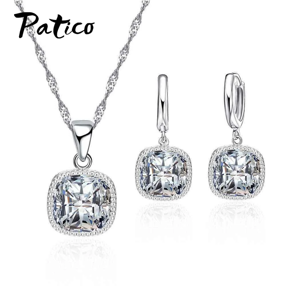 

Classical Style Ellipse Inlaid Crystal Shape 925 Sterling Silver Pendants Necklaces Earring Jewelry Set for Women