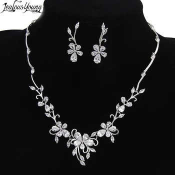 

Luxury AAA Cubic Zircon Jewerly Sets For Women Gorgeous Flower Jewelry Set Necklace Bridal Parure Bijoux Femme Mariage AS019