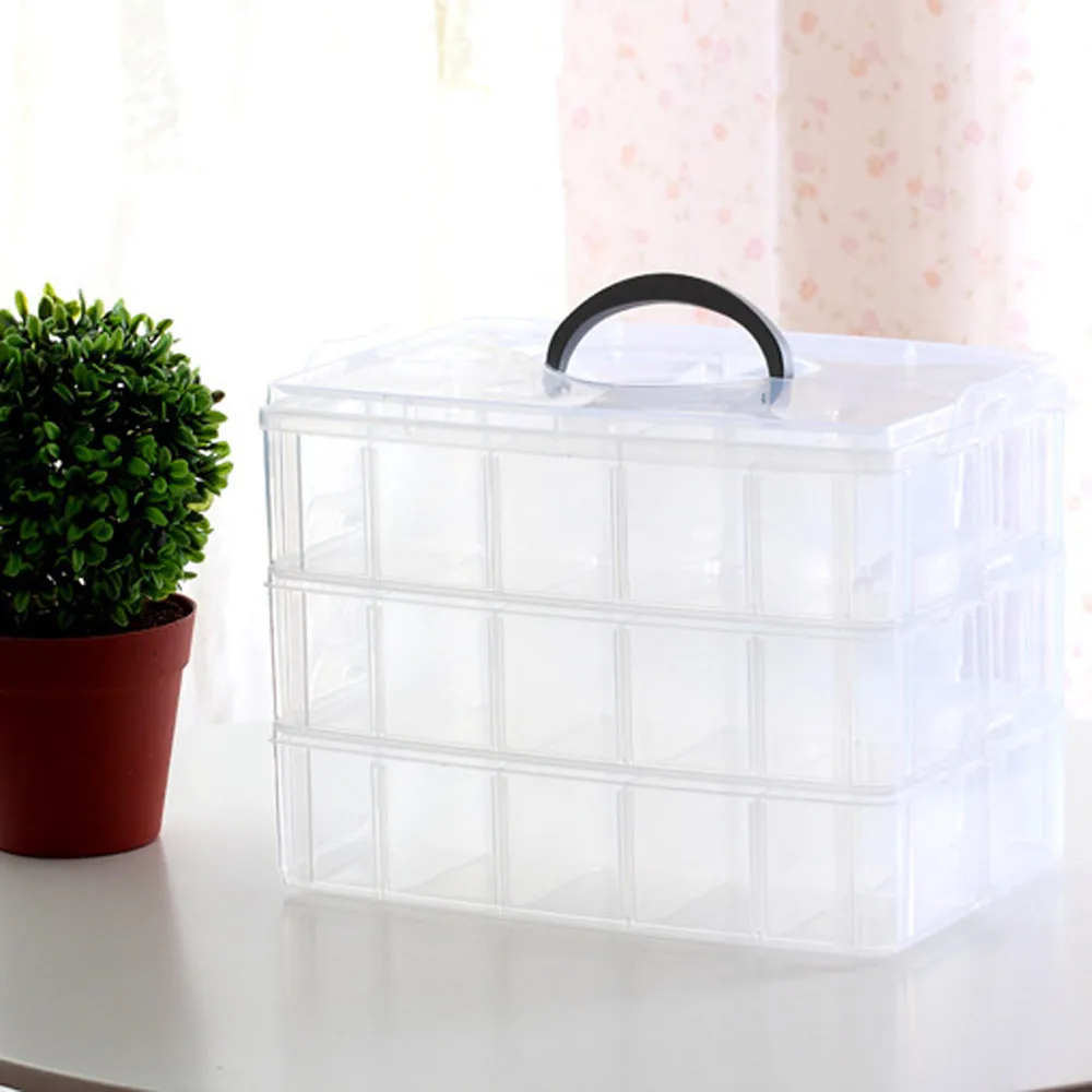 

2018 3 Layer 18 Grids Storage Plastic Boxes Jewelry Bead Storage Box Container Organizer Case Craft Boxes#T2