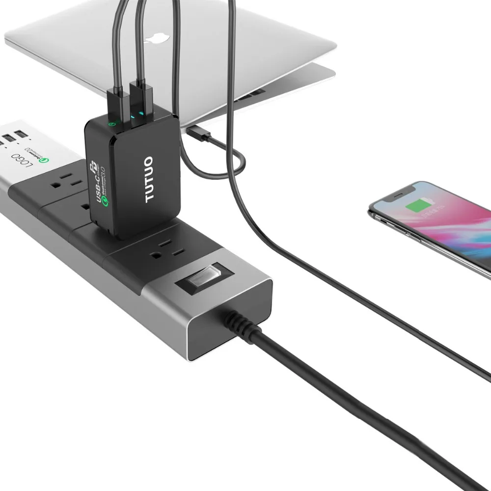 TUTUO USB C PD стены Зарядное устройство(Мощность доставки) Тип C+ Quick Charge 3,0 Быстрая зарядка Мощность адаптер для iPhone 8/X/8 Plus Galaxy S8 S9 плюс