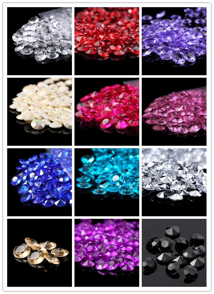 2000 pcs /lot 12mm Acrylic Crystals Diamond Table Scatter Confetti